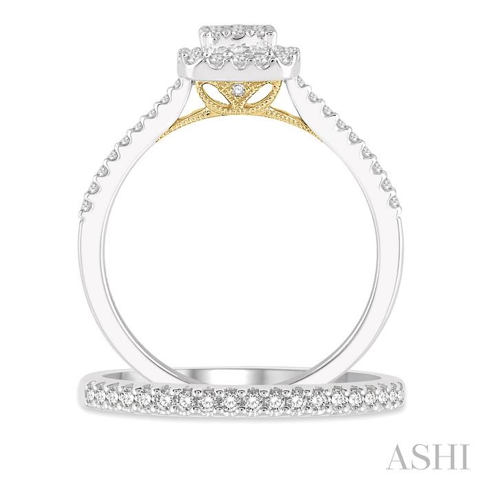 Cushion Shape Halo Lovebright Diamond Wedding Set View 3