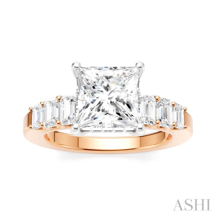 Princess Shape Semi-Mount Diamond Engagement Ring View 2