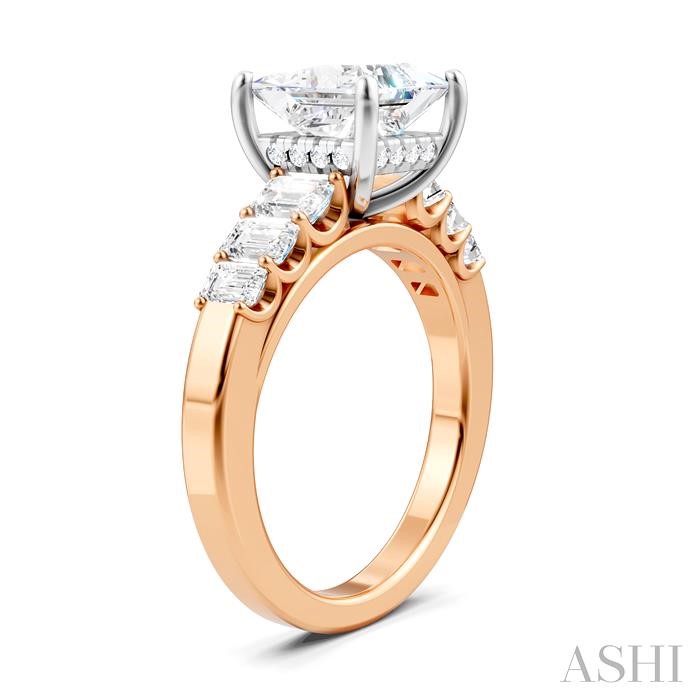 Princess Shape Semi-Mount Diamond Engagement Ring View 3