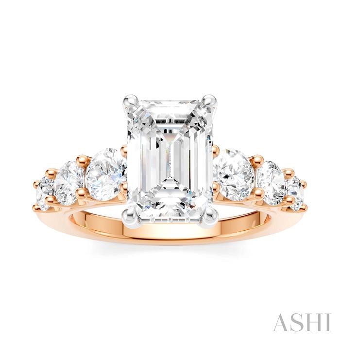Emerald Shape Semi-Mount Diamond Engagement Ring View 2