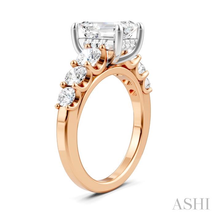 Emerald Shape Semi-Mount Diamond Engagement Ring View 3
