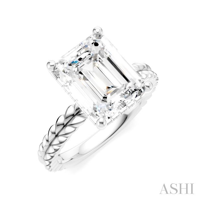 Emerald Shape Semi-Mount Diamond Engagement Ring