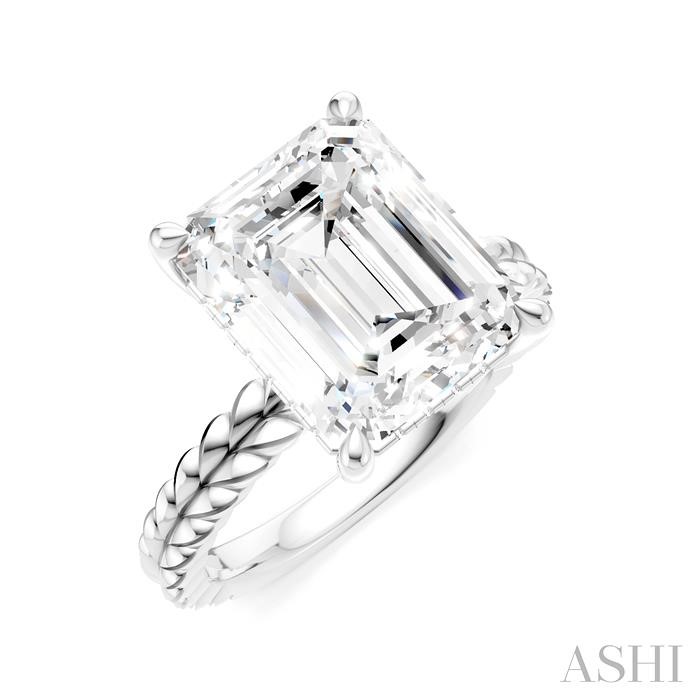 Emerald Shape Semi-Mount Diamond Engagement Ring