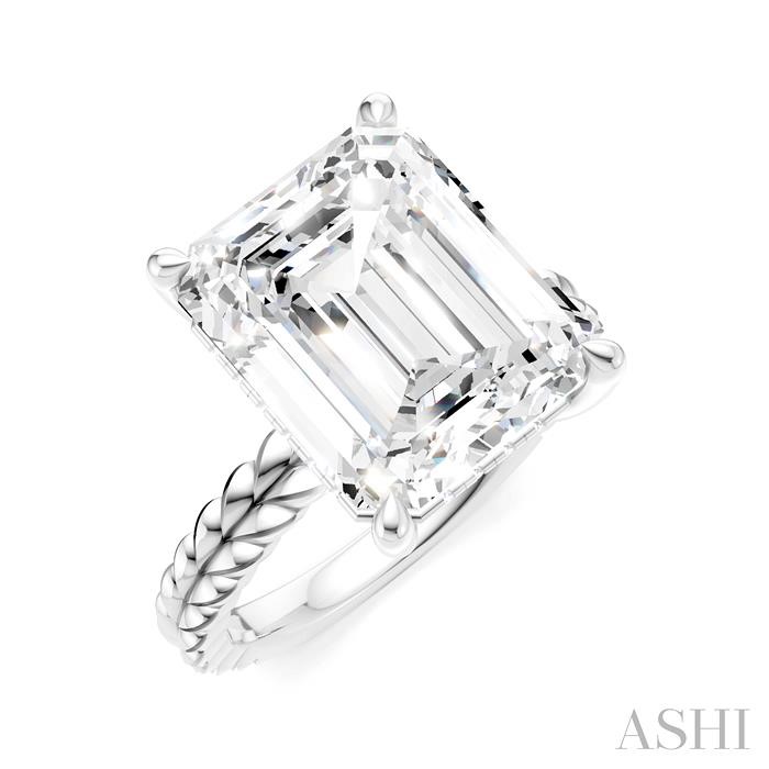 Emerald Shape Semi-Mount Diamond Engagement Ring
