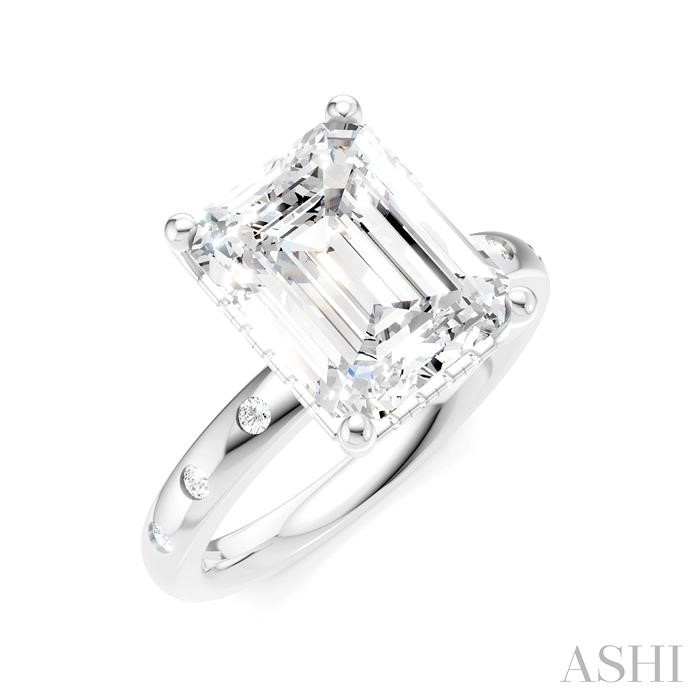 Emerald Shape Semi-Mount Diamond Engagement Ring