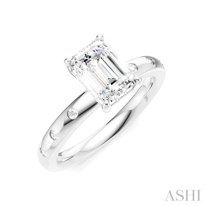 Emerald Shape Semi-Mount Diamond Engagement Ring