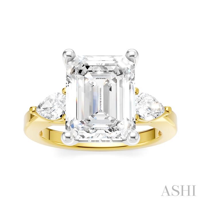 Emerald Shape Semi-Mount Diamond Engagement Ring View 2