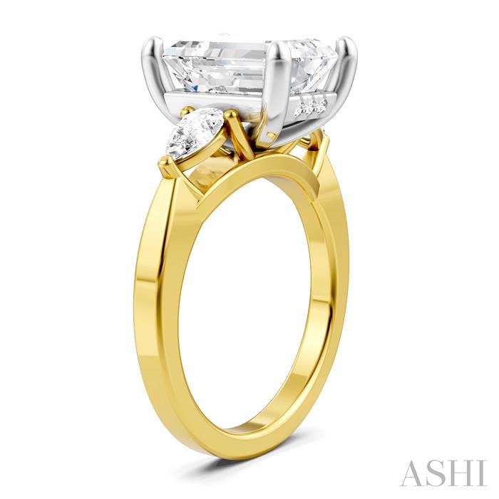 Emerald Shape Semi-Mount Diamond Engagement Ring View 3