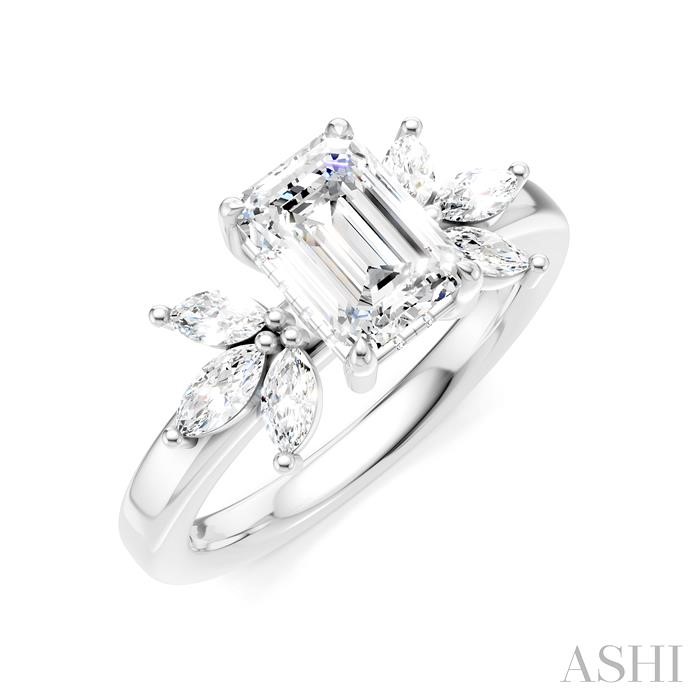 Emerald Shape Semi-Mount Diamond Engagement Ring