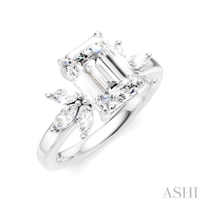 Emerald Shape Semi-Mount Diamond Engagement Ring