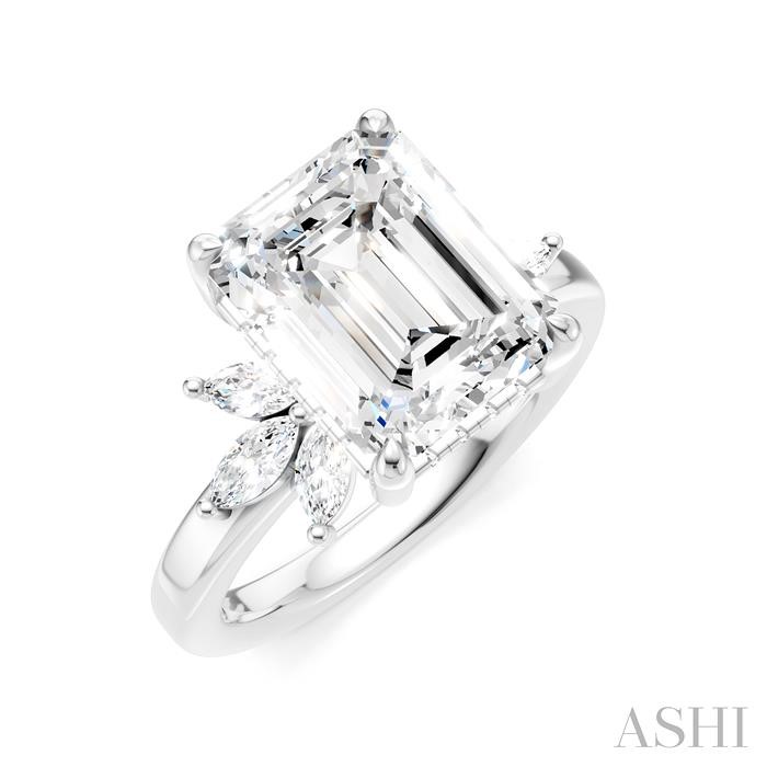 Emerald Shape Semi-Mount Diamond Engagement Ring