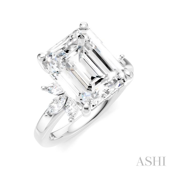 Emerald Shape Semi-Mount Diamond Engagement Ring