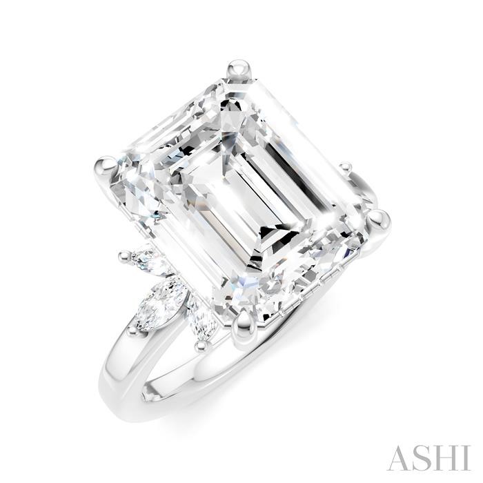 Emerald Shape Semi-Mount Diamond Engagement Ring