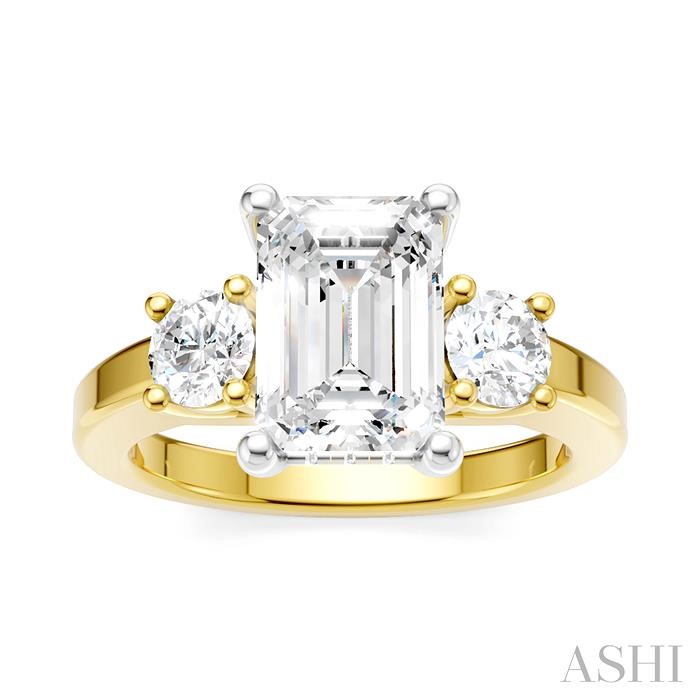 Emerald Shape Semi-Mount Diamond Engagement Ring View 2
