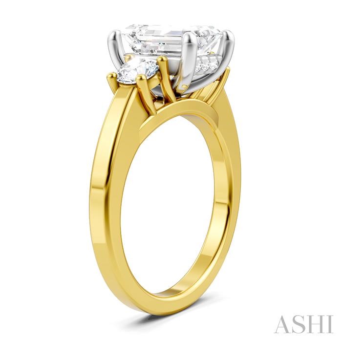 Emerald Shape Semi-Mount Diamond Engagement Ring View 3