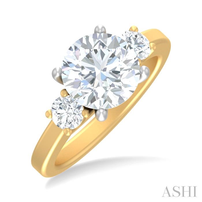 Round Shape Past Present & Future Semi-Mount Diamond Engagement Ring