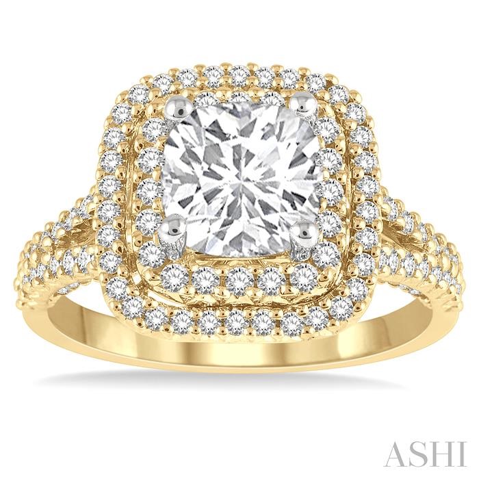 Cushion Shape Semi-Mount Halo Diamond Engagement Ring View 2