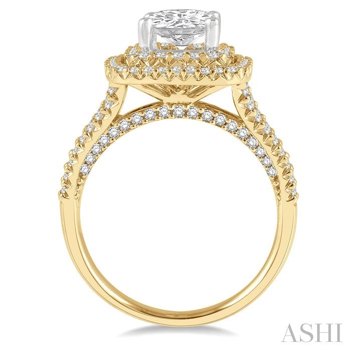 Cushion Shape Semi-Mount Halo Diamond Engagement Ring View 3