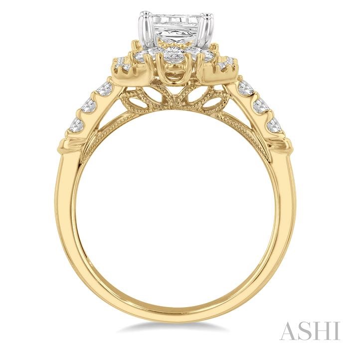 Emerald Shape Semi-Mount Halo Diamond Engagement Ring View 3
