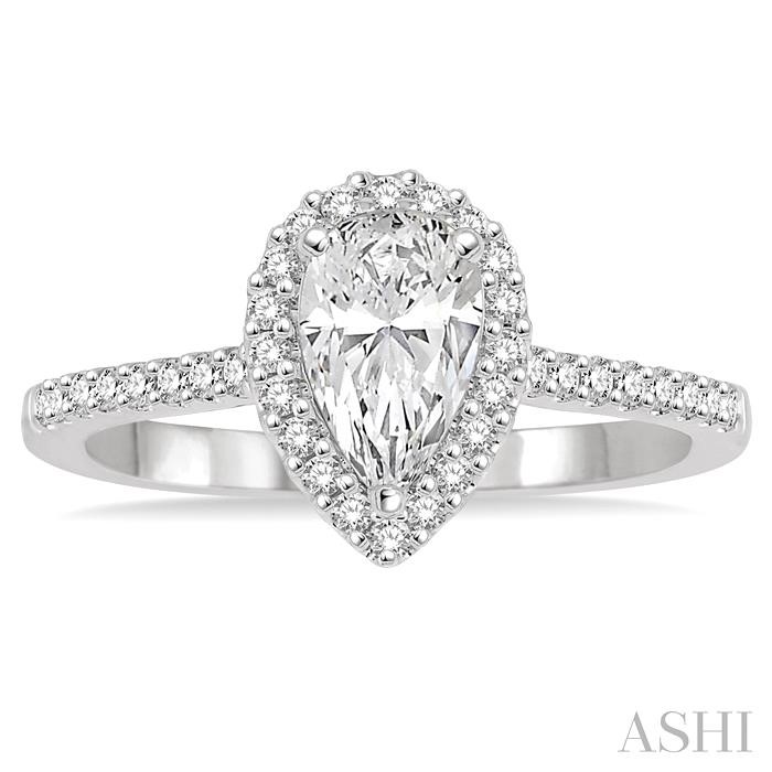 Pear Shape Halo Diamond Engagement Ring View 2
