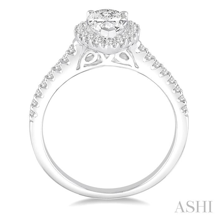 Pear Shape Halo Diamond Engagement Ring View 3