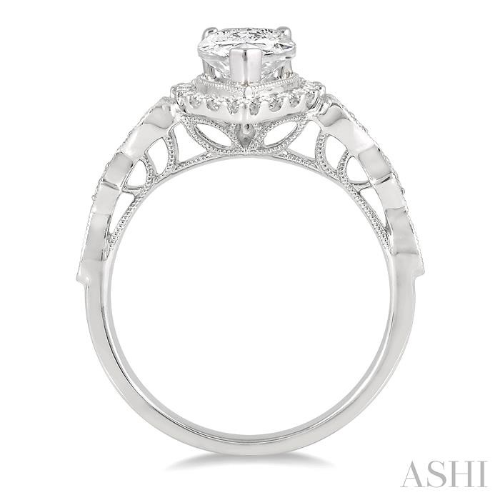 Pear Shape Semi-Mount Halo Diamond Engagement Ring View 3