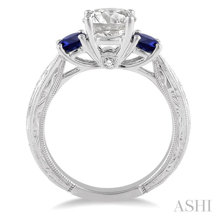 Round Shape Past Present & Future Semi-Mount Gemstone & Diamond Engagement Ring View 3