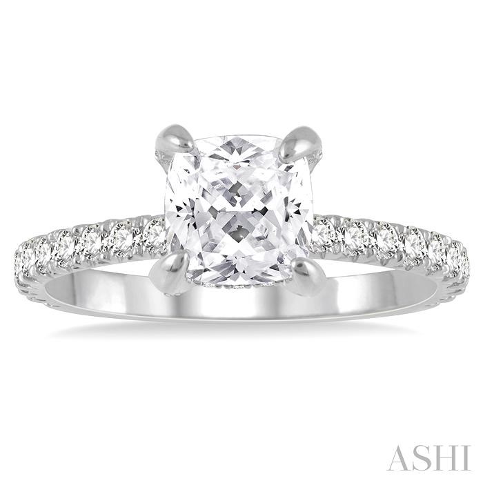 Cushion Shape Semi-Mount Diamond Engagement Ring View 2