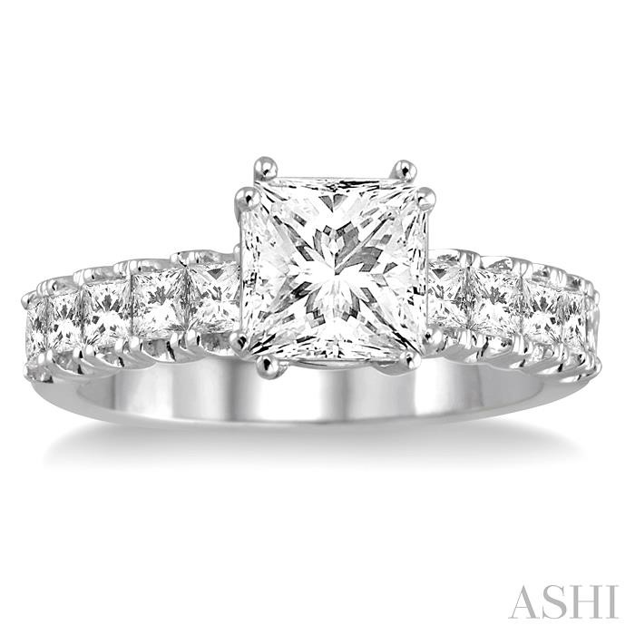 Princess Shape Semi-Mount Diamond Engagement Ring View 2