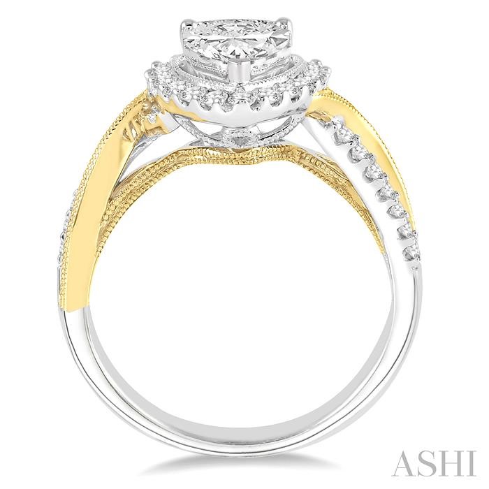 Pear Shape Semi-Mount Halo Diamond Engagement Ring View 3