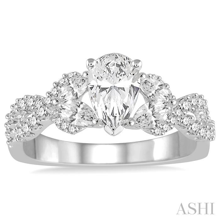 Pear Shape Semi-Mount Diamond Engagement Ring View 2