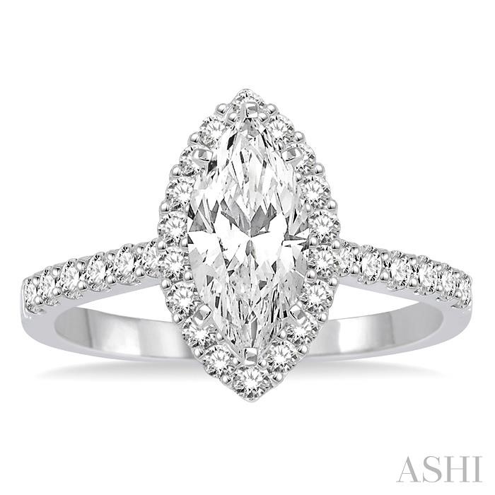Marquise Shape Halo Diamond Engagement Ring View 2