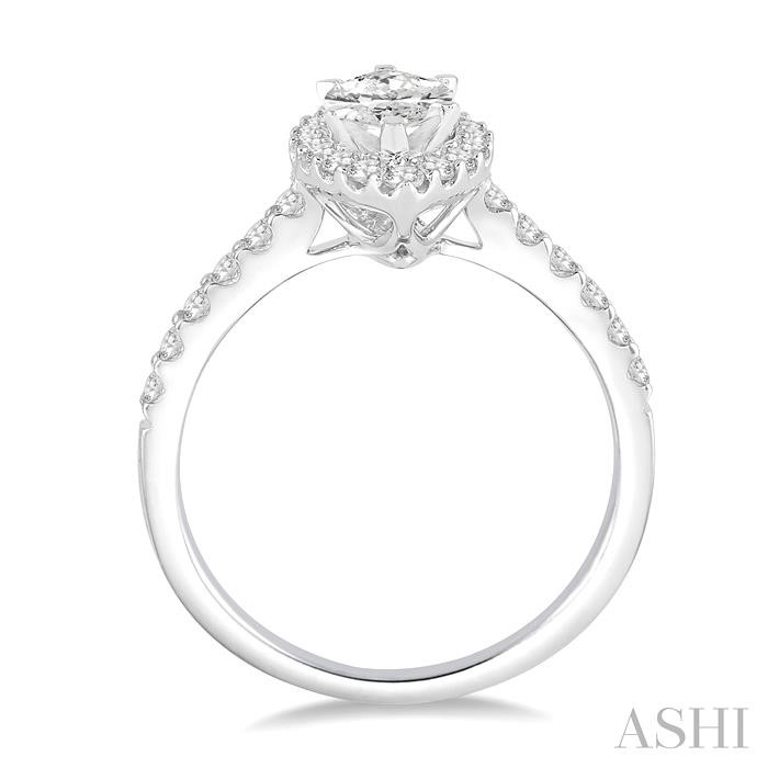 Marquise Shape Halo Diamond Engagement Ring View 3