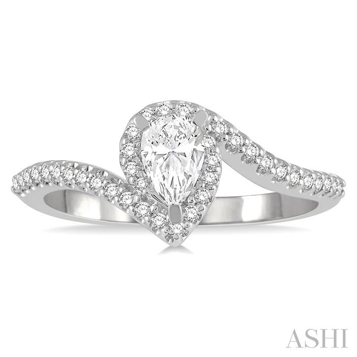 Pear Shape Halo Diamond Engagement Ring View 2
