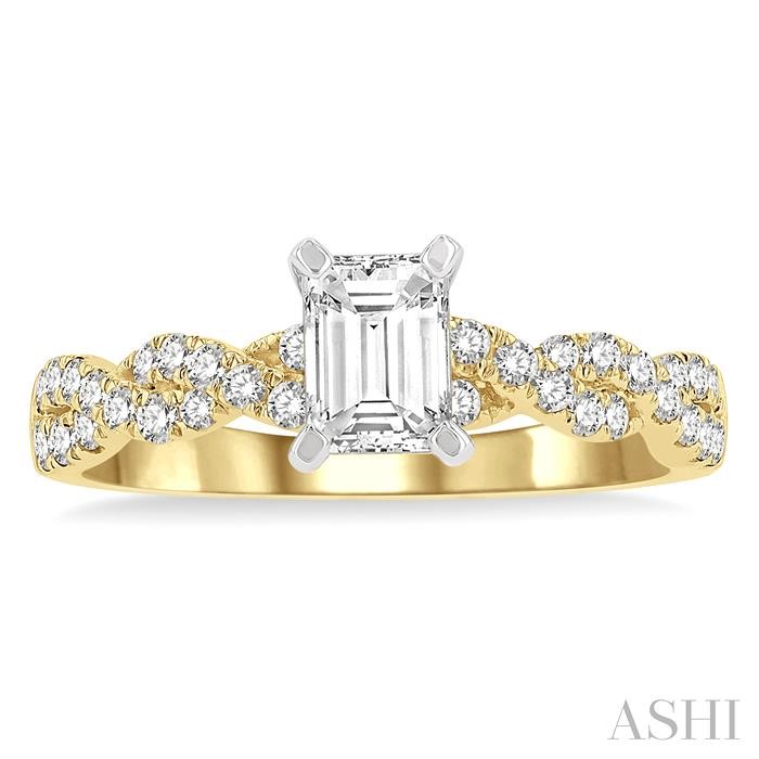 Emerald Shape Semi-Mount Diamond Engagement Ring View 2