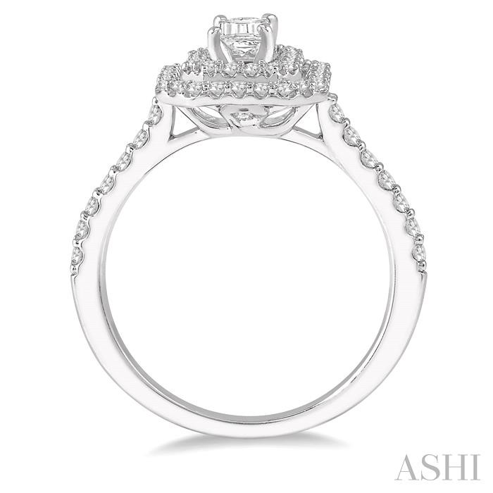 Emerald Shape Halo Diamond Engagement Ring View 3