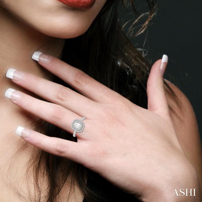 Emerald Shape Halo Diamond Engagement Ring View 4