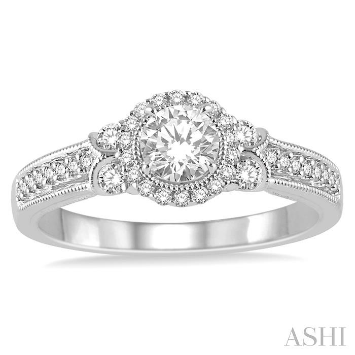 Round Shape Halo Diamond Engagement Ring View 2