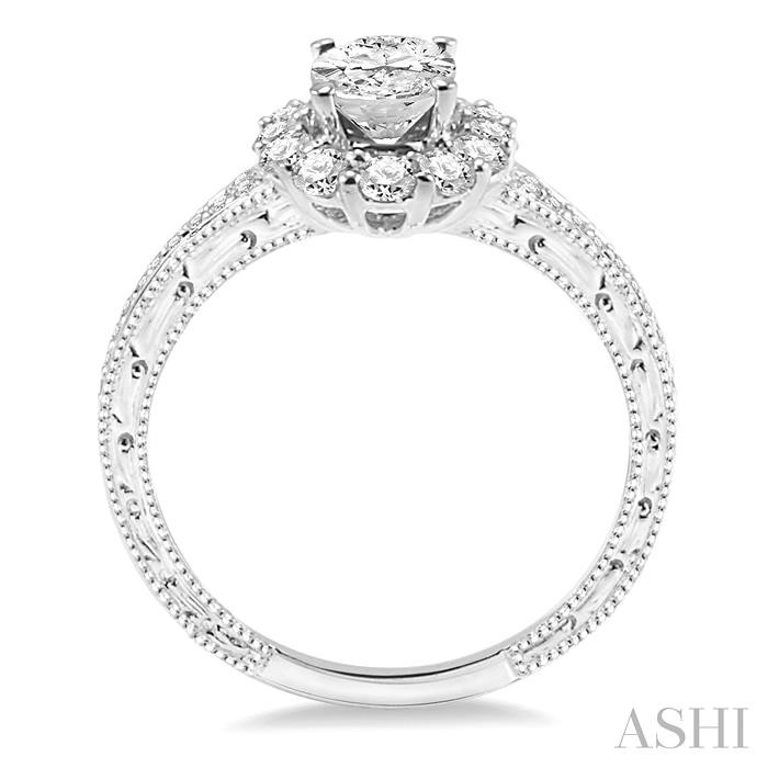 Oval Shape Halo Diamond Engagement Ring View 3