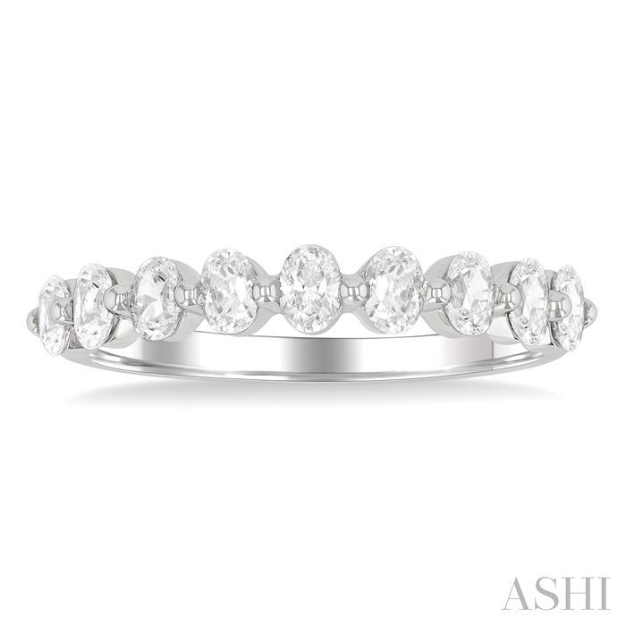 Oval Shape Half Eternity Diamond Band View 2