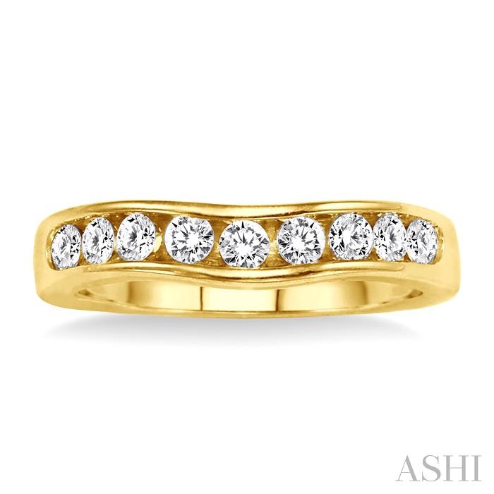 Channel Set Curved Diamond Wedding Band View 2