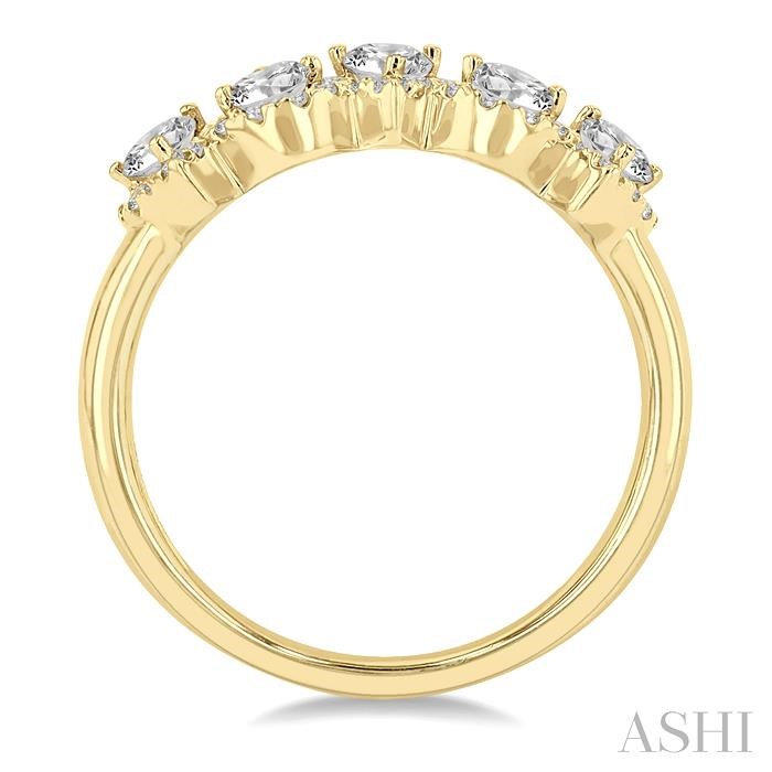 Pear Shape 5 Stone Halo Half Eternity Diamond Wedding Band View 3