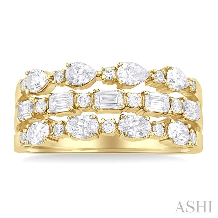 Mixed Shape Three Row Diamond Fashion Band View 2