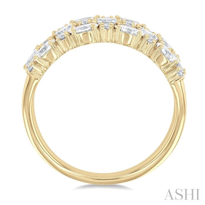 Mixed Shape Three Row Diamond Fashion Band View 3