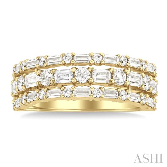 Three Row Baguette Diamond Fashion Band View 2