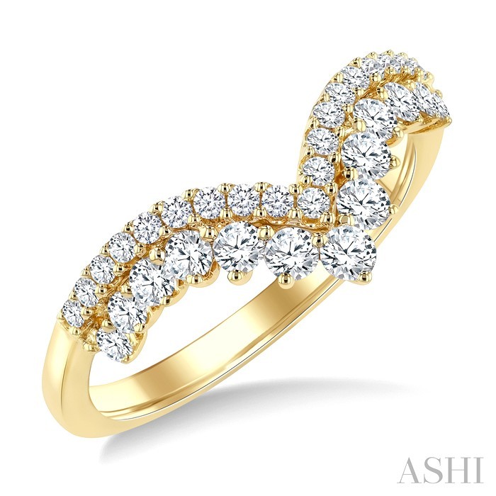 2 Row Chevron Diamond Fashion Ring