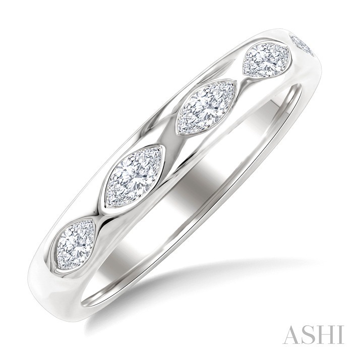 5 Stone Marquise Shape Bezel Set Diamond Band