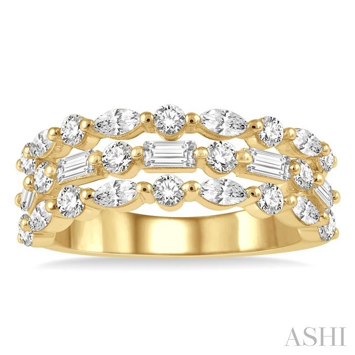 Three Row Baguette Diamond Fashion Band View 2
