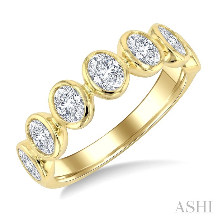 7 Stone Oval Shape Bezel Set Diamond Band