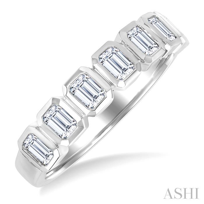 7 Stone Emerald Shape Bezel Set Diamond Band